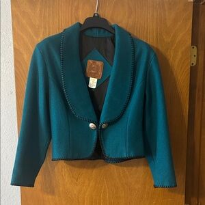 Chic Teal Blazer with Black Accents
